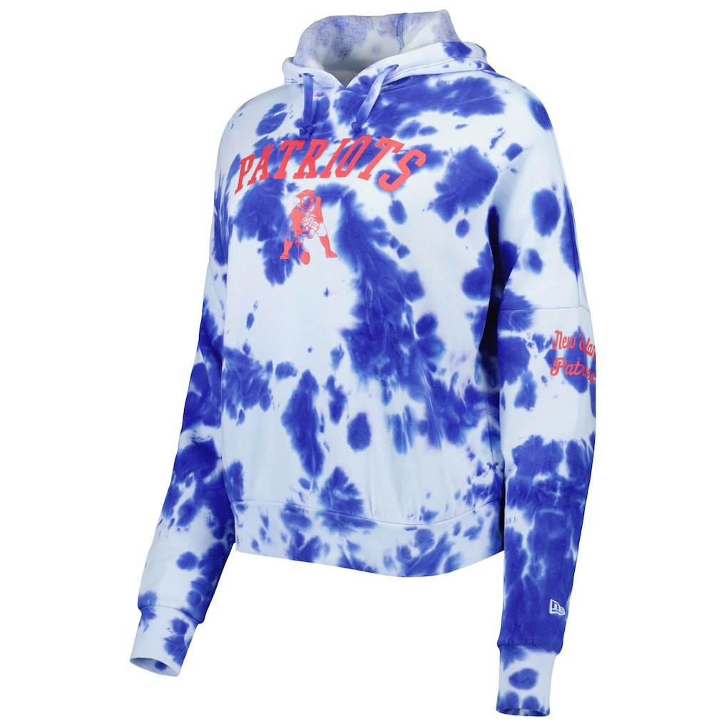 New England Patriots New Era Women's Cloud Dye Fleece Pullover Hoodie - Royal Hoodies