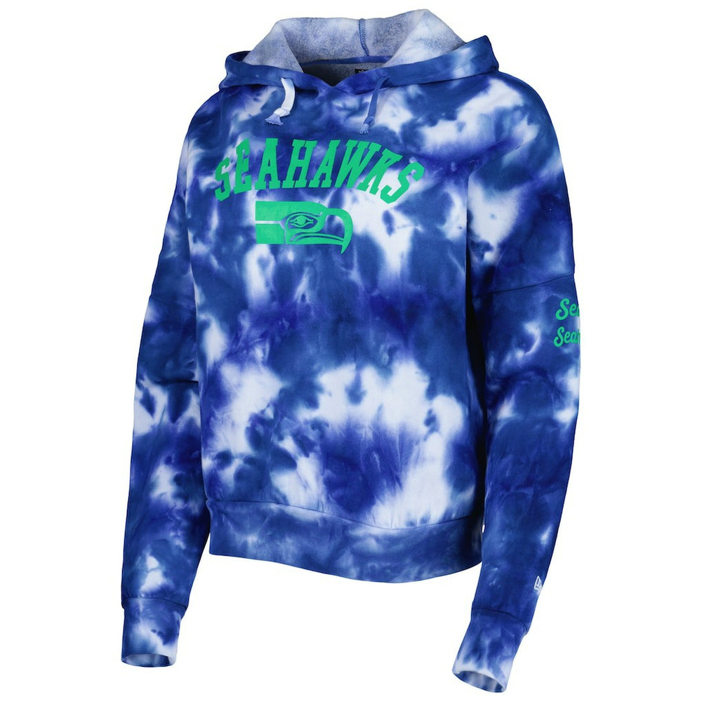 Seattle Seahawks New Era Women's Cloud Dye Fleece Pullover Hoodie - Royal Hoodies