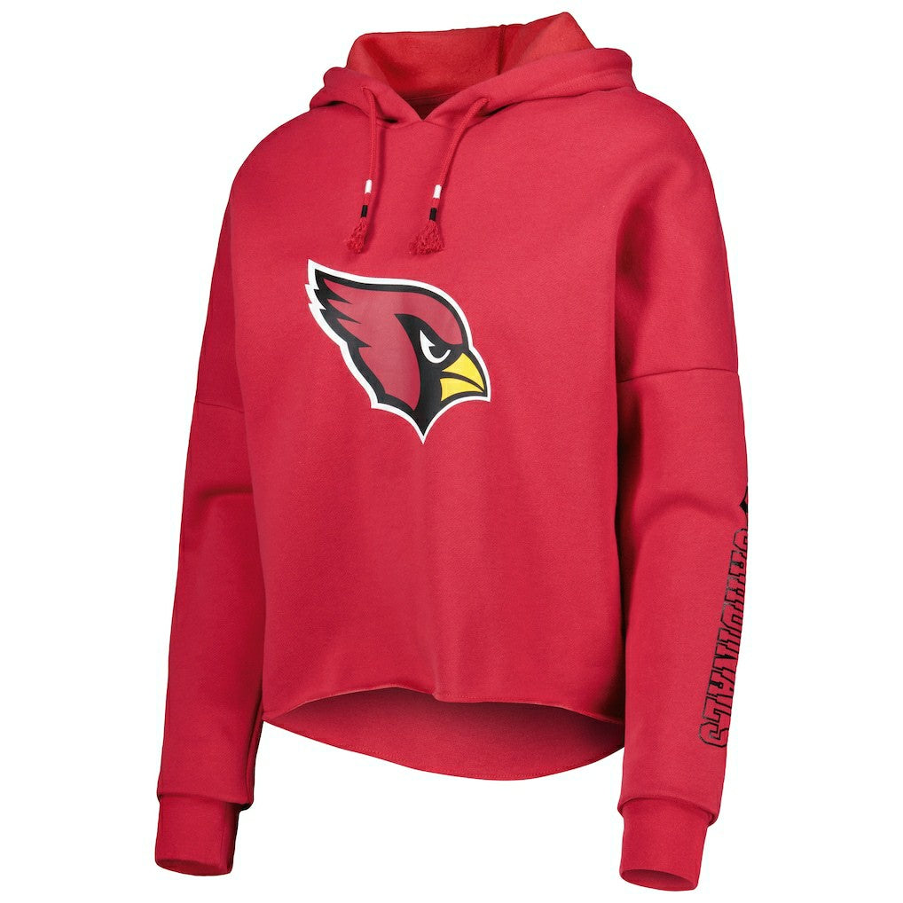 Arizona Cardinals New Era Women's Foil Sleeve Pullover Hoodie - Cardinal Hoodies