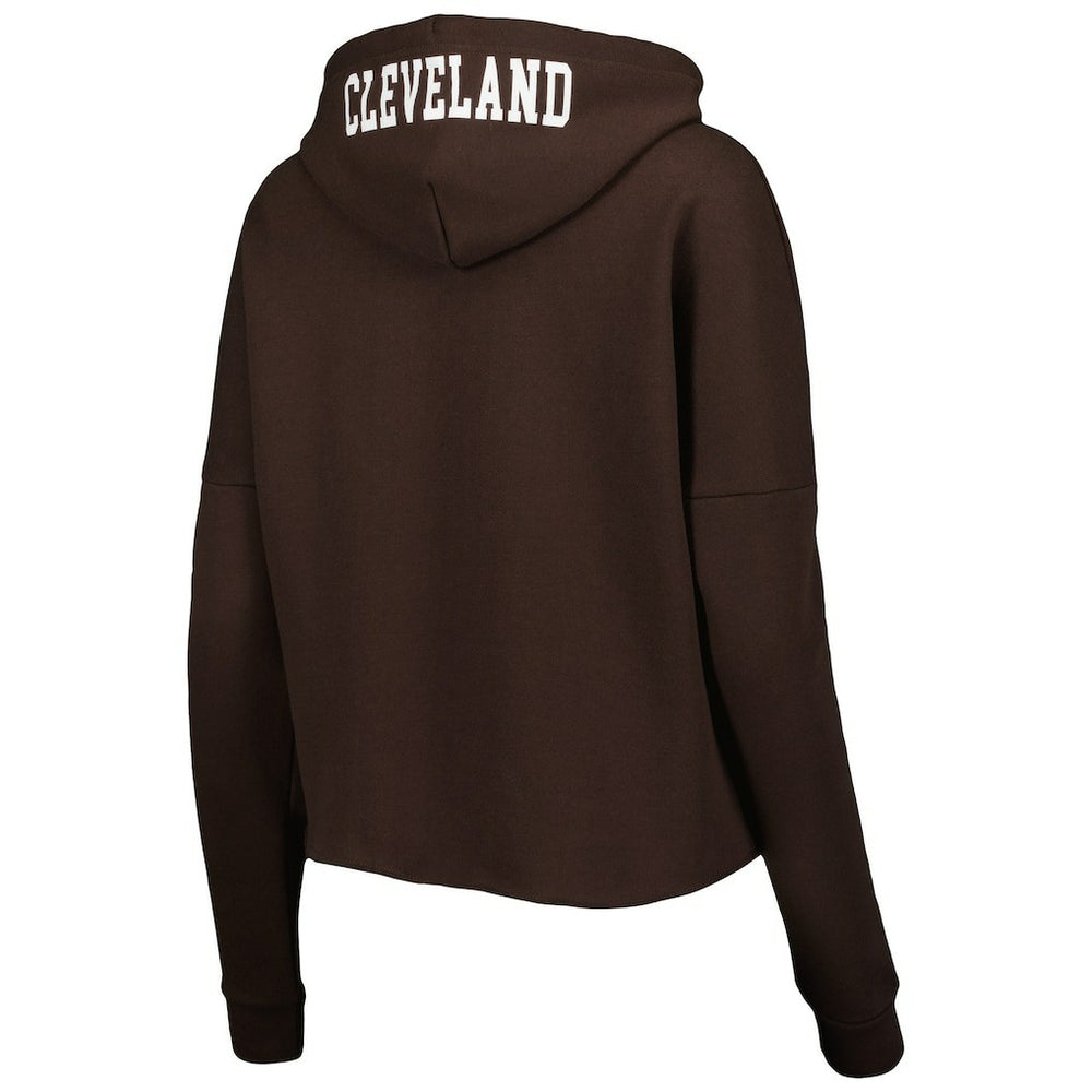Cleveland Browns New Era Women's Foil Sleeve Pullover Hoodie - Brown Hoodies