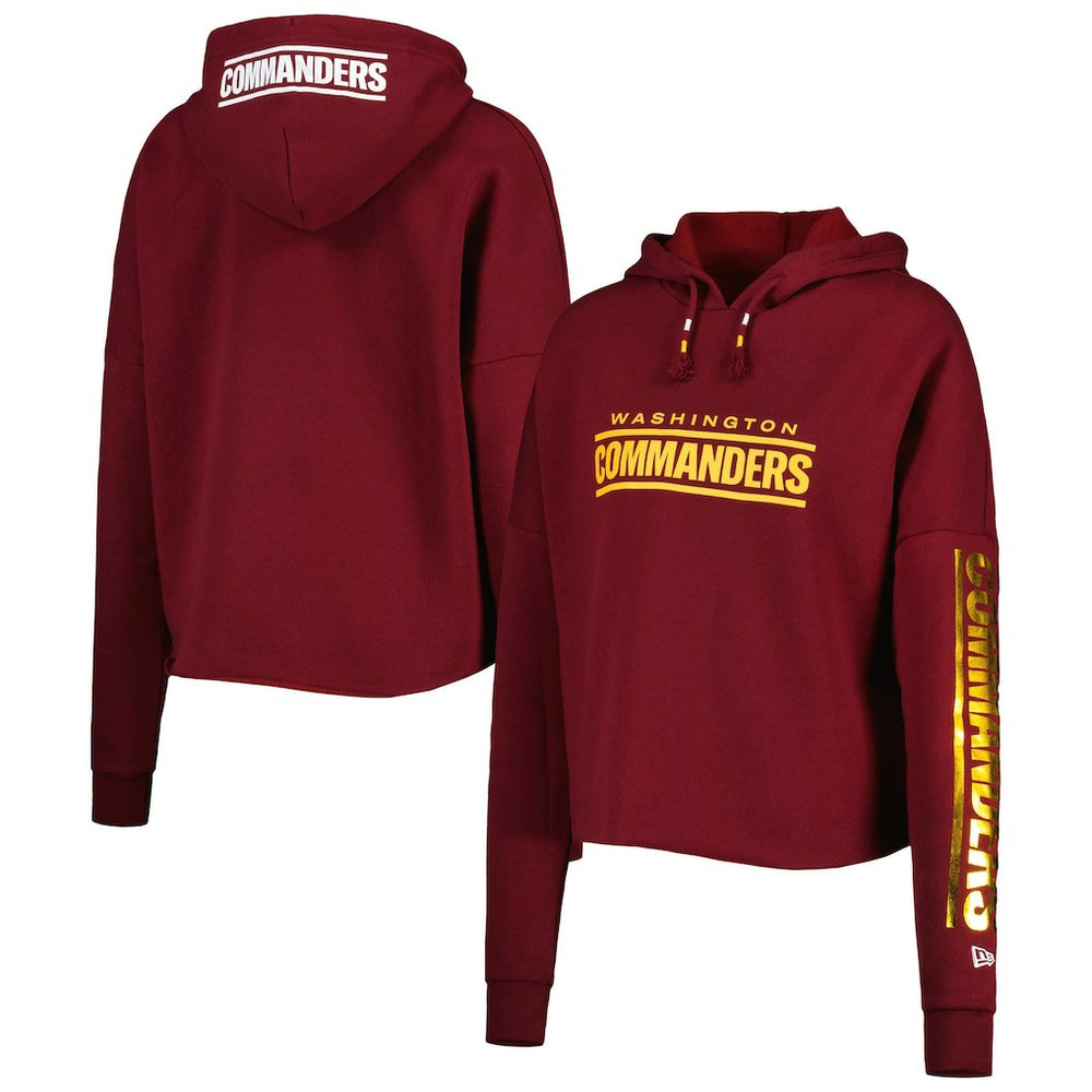 Washington Commanders New Era Women's Foil Sleeve Pullover Hoodie - Burgundy Hoodies