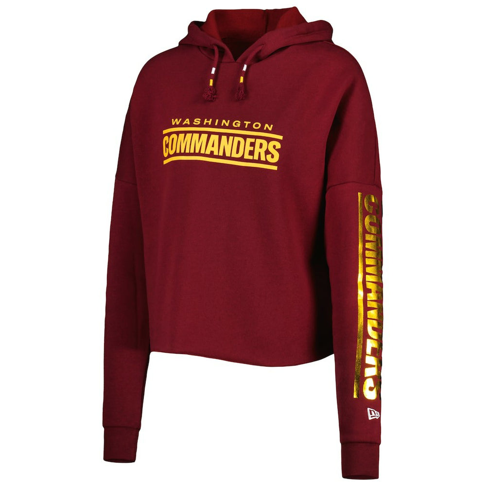 Washington Commanders New Era Women's Foil Sleeve Pullover Hoodie - Burgundy Hoodies
