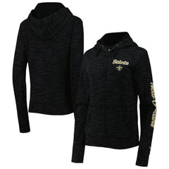 New Orleans Saints New Era Women's Reverse Space-Dye Full-Zip Hoodie - Black Hoodies