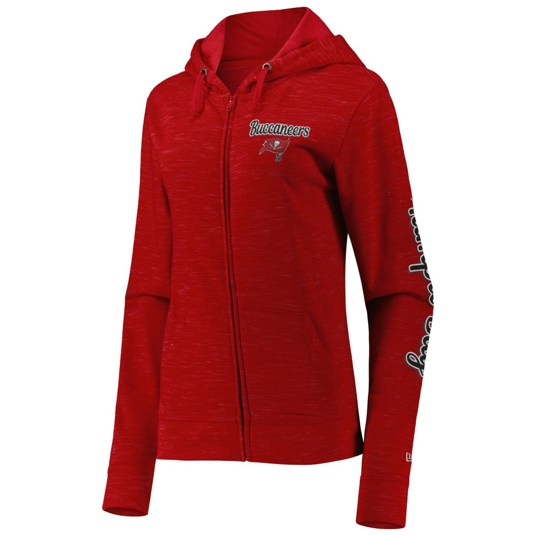 Tampa Bay Buccaneers New Era Women's Reverse Space-Dye Full-Zip Hoodie - Red Hoodies