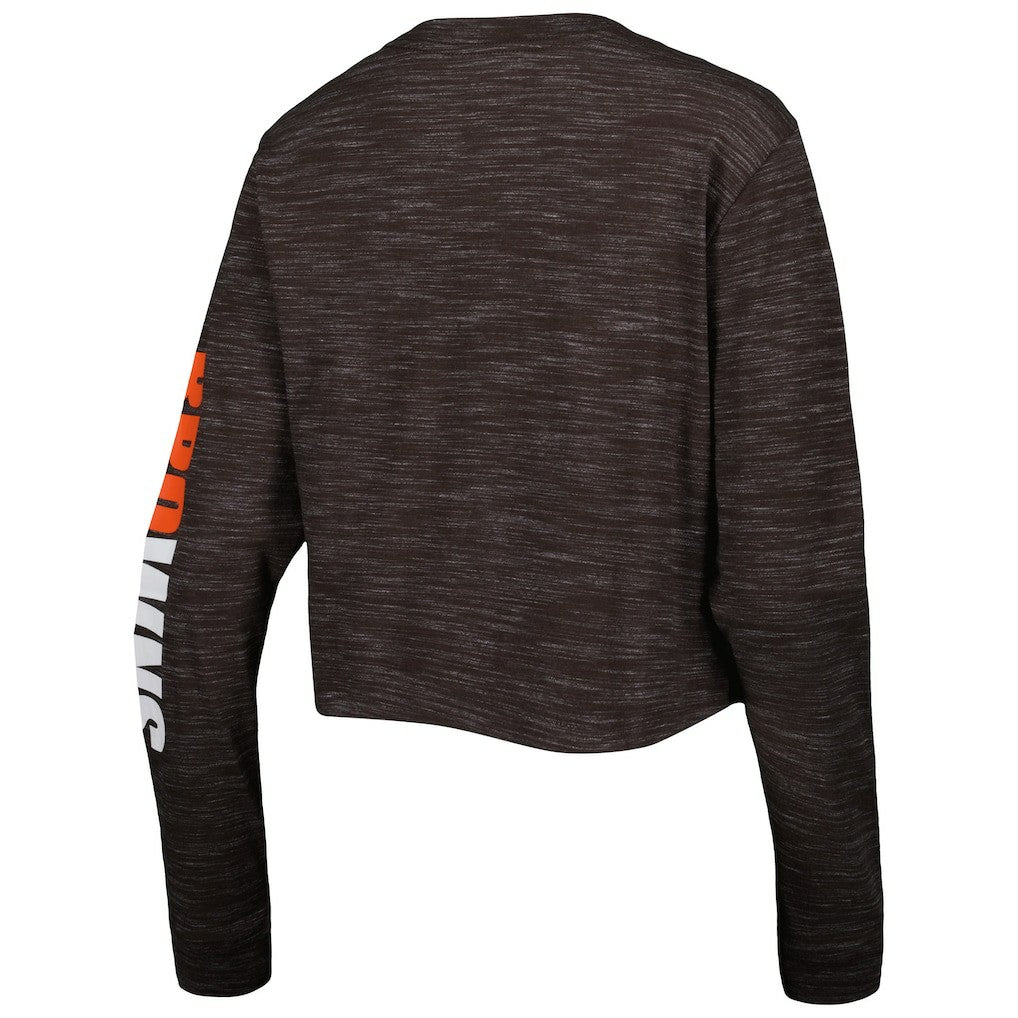 Cleveland Browns New Era Women's Crop Long Sleeve T-Shirt - Brown T-shirts