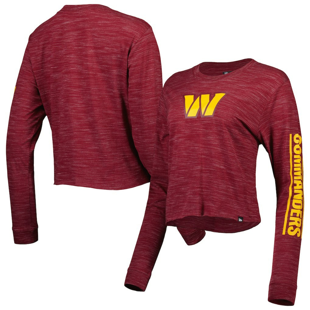 Washington Commanders New Era Women's Crop Long Sleeve T-Shirt - Burgundy T-shirts
