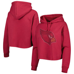 Arizona Cardinals Cuce Women's Crystal Logo Cropped Pullover Hoodie - Cardinal Hoodies