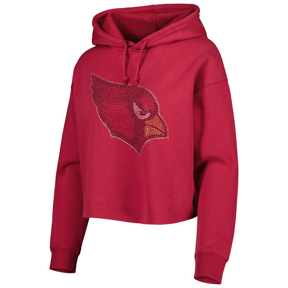 Arizona Cardinals Cuce Women's Crystal Logo Cropped Pullover Hoodie - Cardinal Hoodies