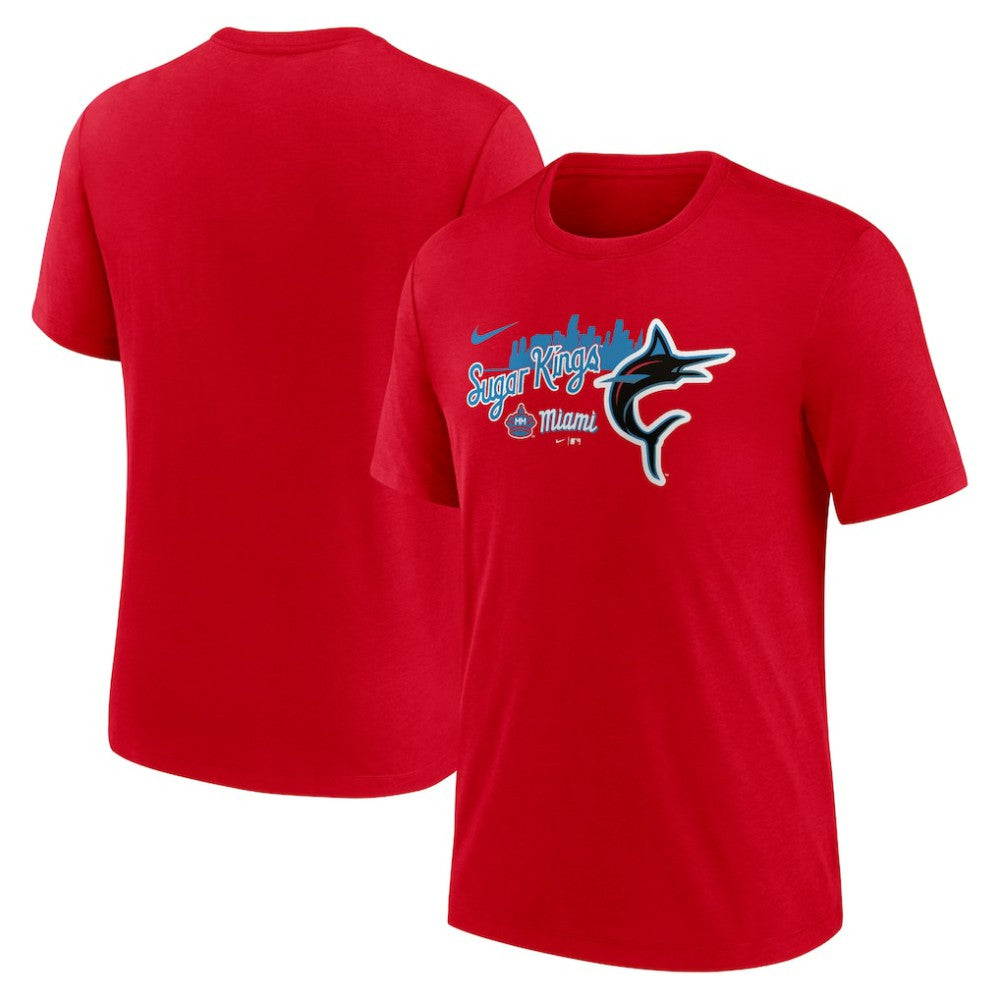 Miami Marlins Nike City Connect Tri-Blend T-Shirt - Red T-shirts