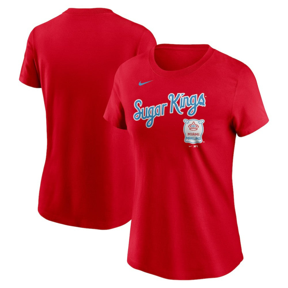 Miami Marlins Nike Women's City Connect Wordmark T-Shirt - Red T-shirts