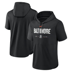 Baltimore Orioles Nike City Connect Short Sleeve Pullover Hoodie - Black Hoodies