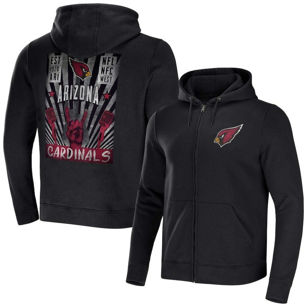 Arizona Cardinals NFL x Darius Rucker Collection Rocker Full-Zip Hoodie - Black Hoodies