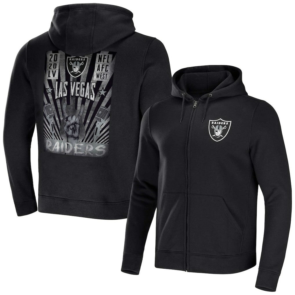 Las Vegas Raiders NFL x Darius Rucker Collection Rocker Full-Zip Hoodie - Black Hoodies