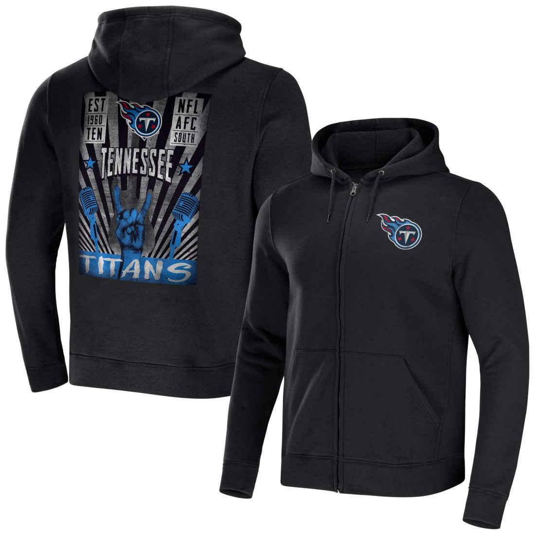 Tennessee Titans NFL x Darius Rucker Collection Rocker Full-Zip Hoodie - Black Hoodies