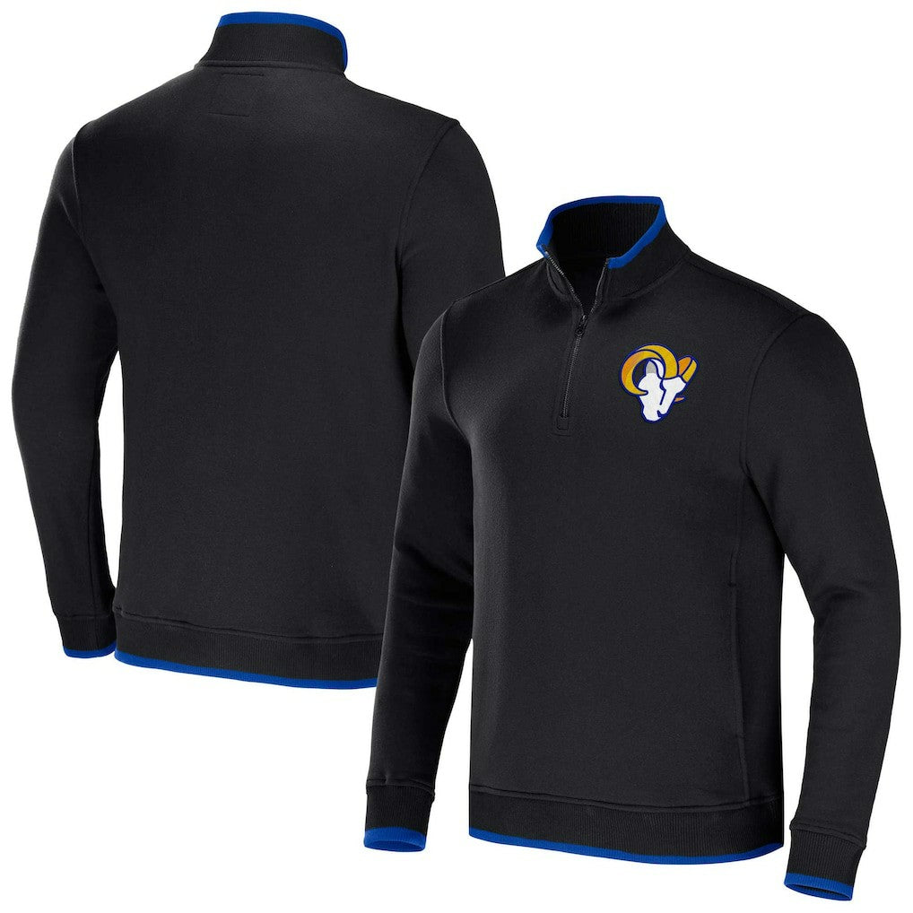 Los Angeles Rams NFL x Darius Rucker Collection Logo Quarter-Zip Top - Black Tops