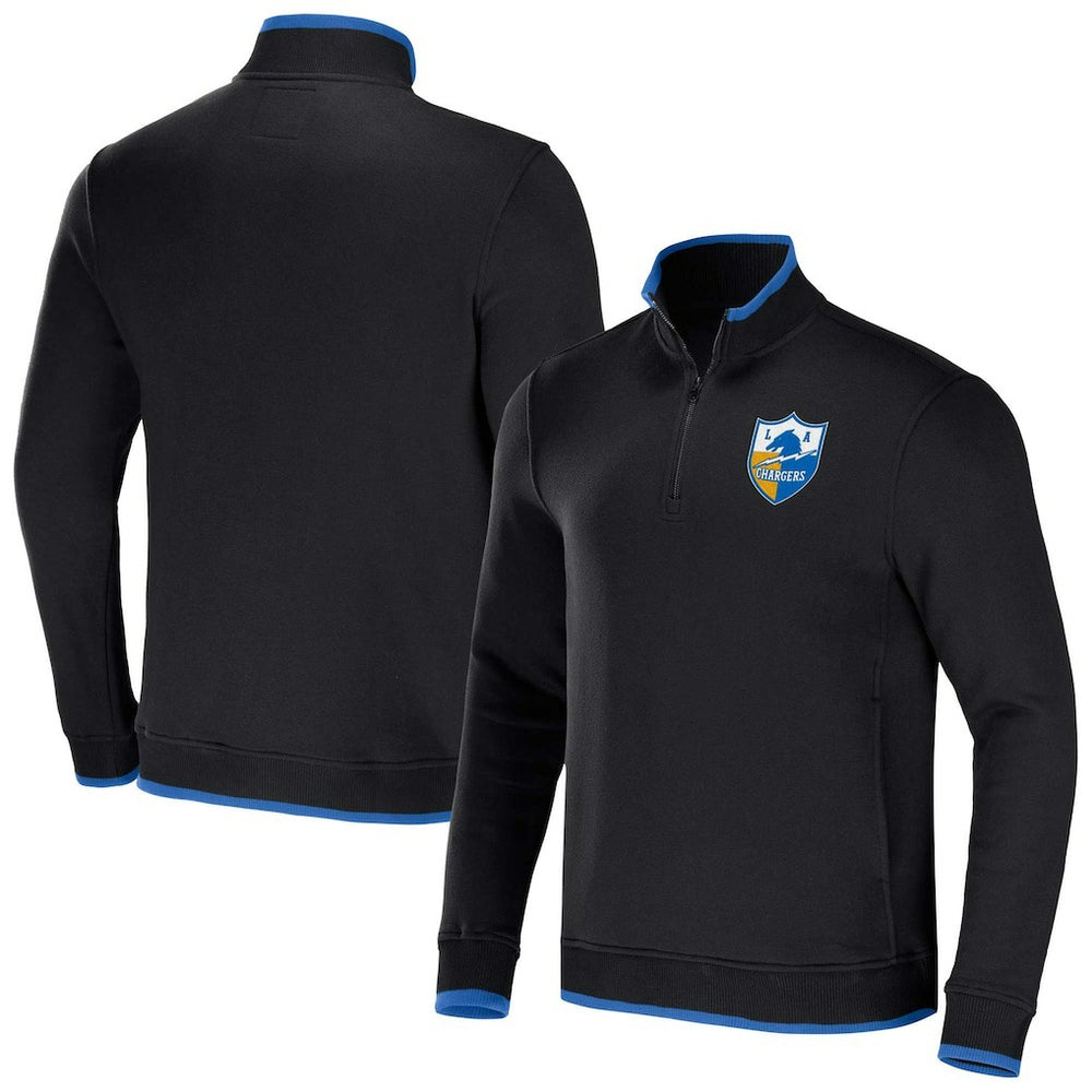 Los Angeles Chargers NFL x Darius Rucker Collection Logo Quarter-Zip Top - Black Tops