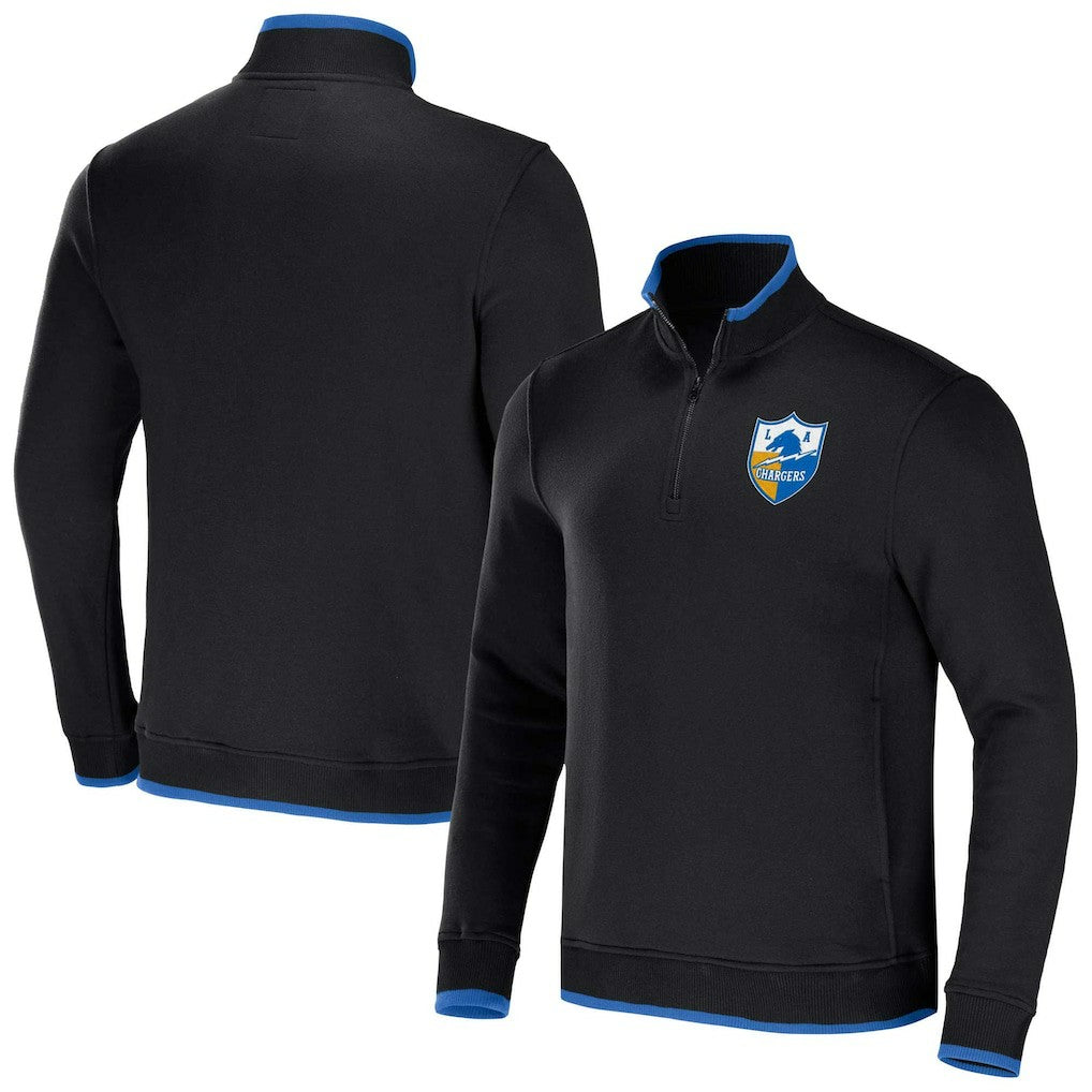Los Angeles Chargers NFL x Darius Rucker Collection Logo Quarter-Zip Top - Black Tops