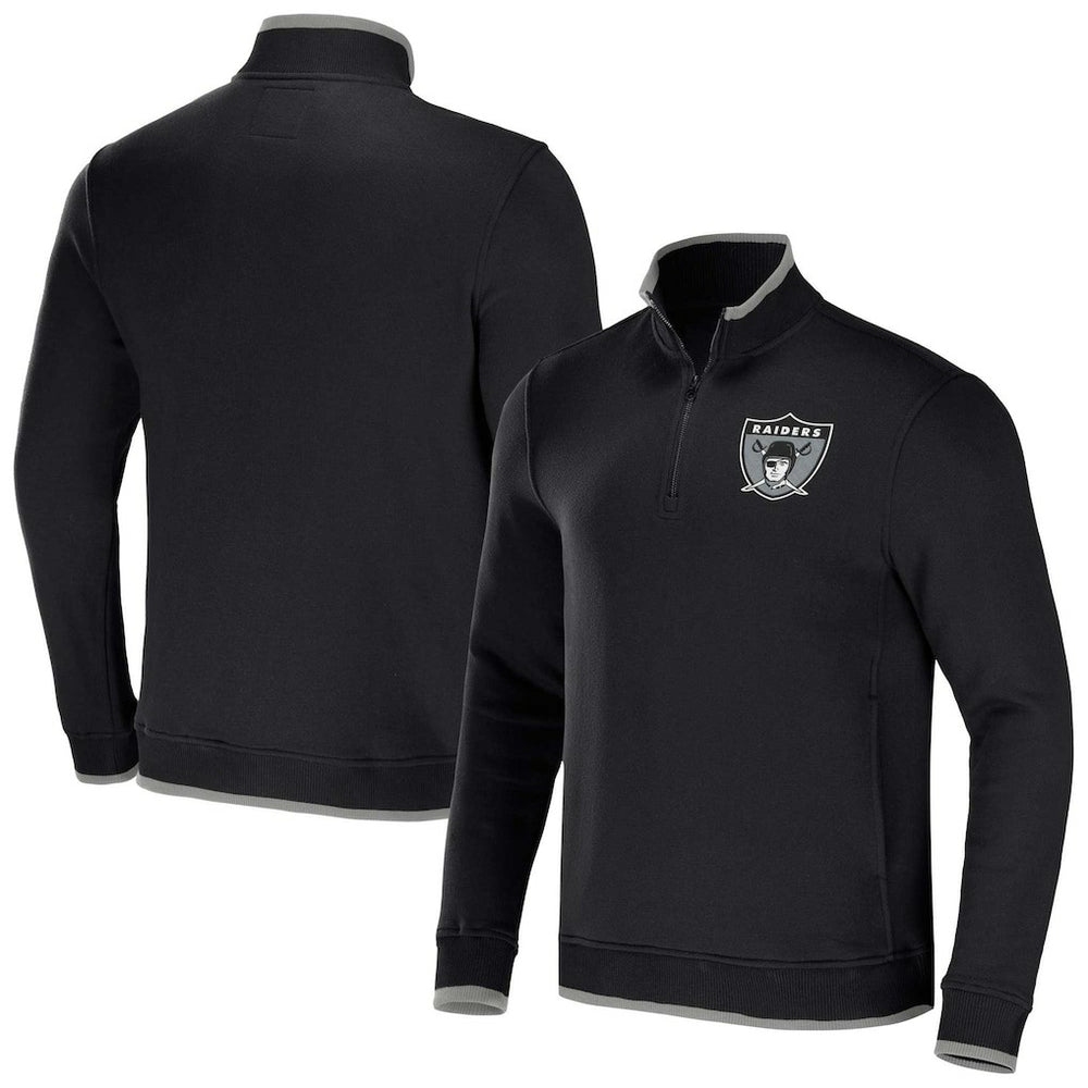 Las Vegas Raiders NFL x Darius Rucker Collection Logo Quarter-Zip Top - Black Tops