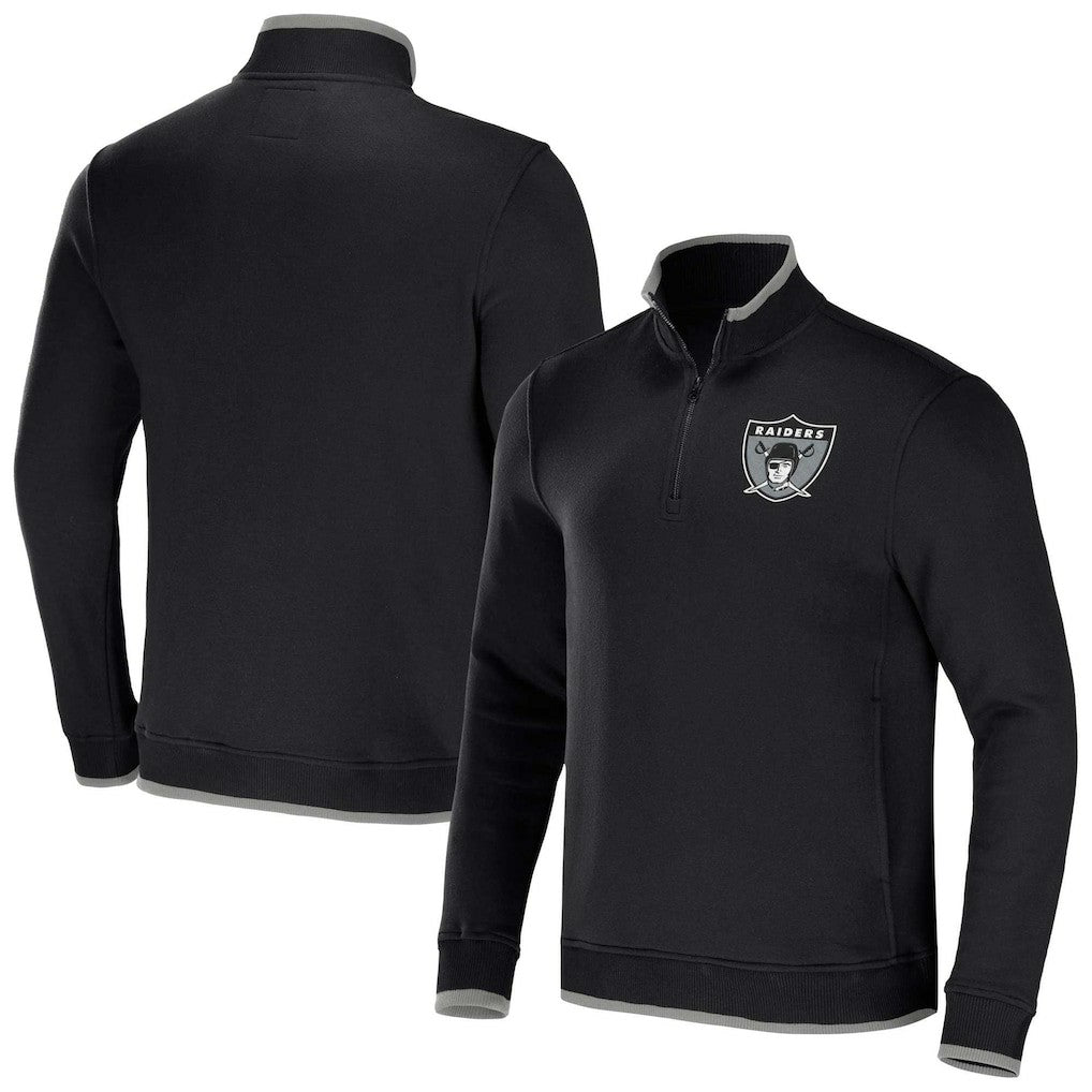 Las Vegas Raiders NFL x Darius Rucker Collection Logo Quarter-Zip Top - Black Tops