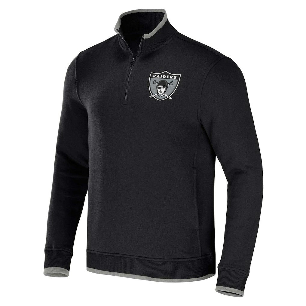 Las Vegas Raiders NFL x Darius Rucker Collection Logo Quarter-Zip Top - Black Tops