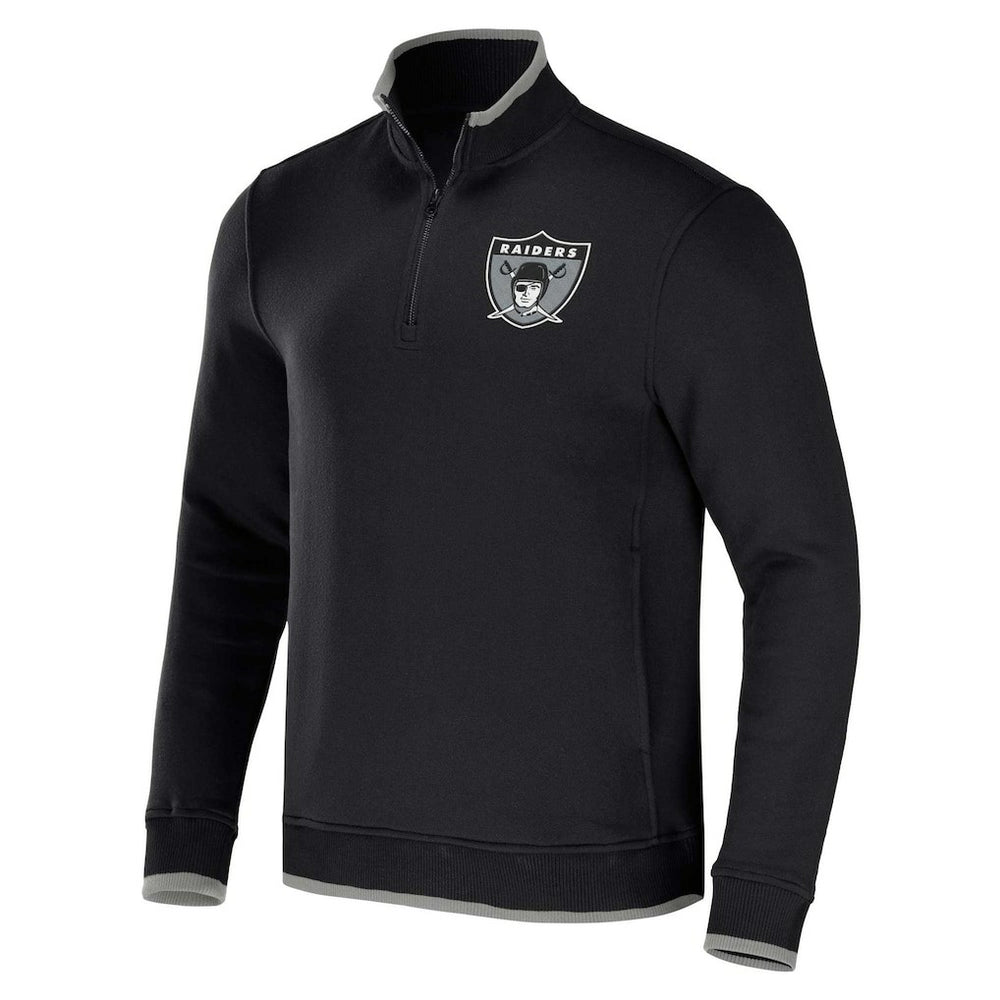 Las Vegas Raiders NFL x Darius Rucker Collection Logo Quarter-Zip Top - Black Tops