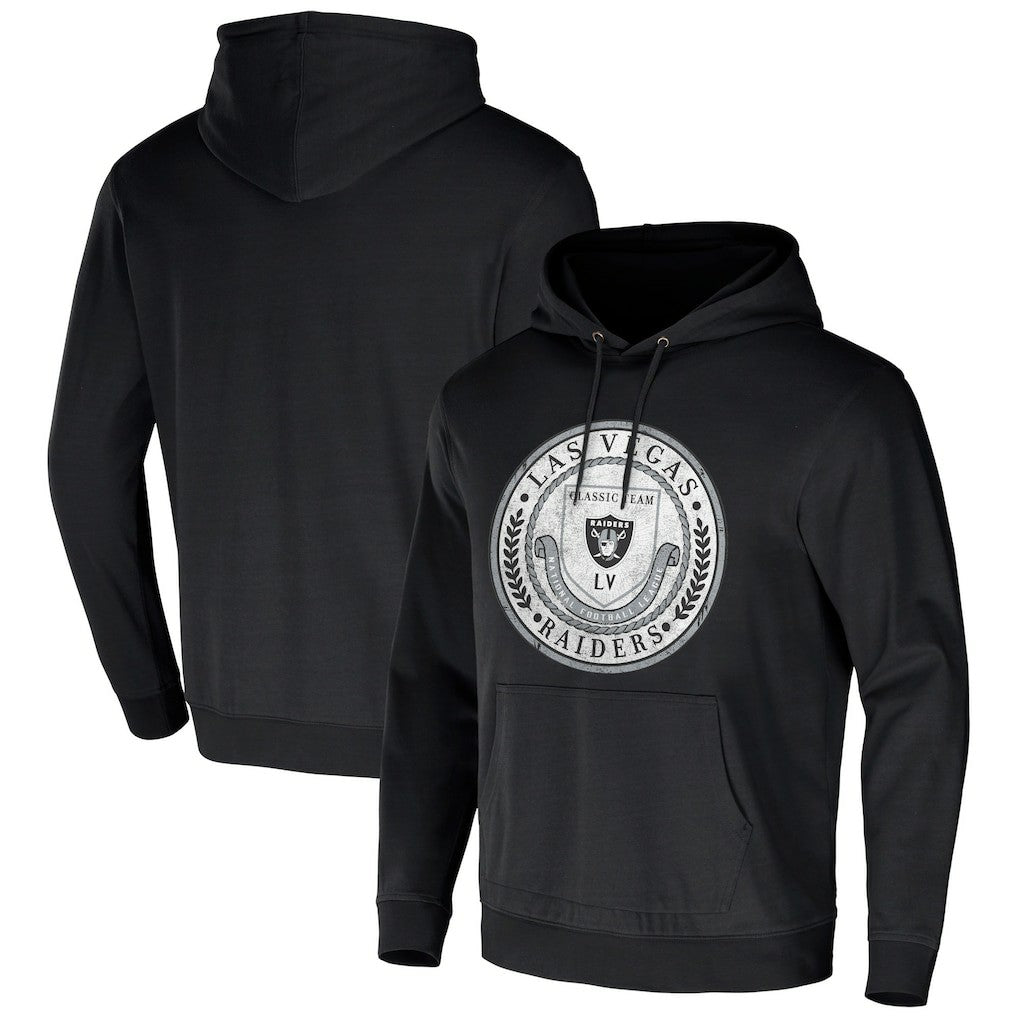 Las Vegas Raiders NFL x Darius Rucker Collection Washed Pullover Hoodie - Black Hoodies