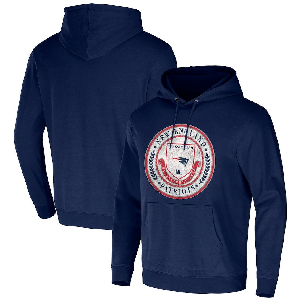 New England Patriots NFL x Darius Rucker Collection Washed Pullover Hoodie - Navy Hoodies