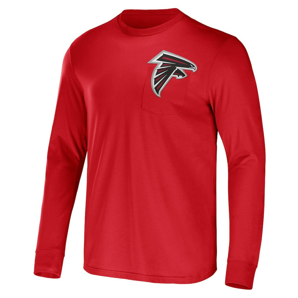 Atlanta Falcons NFL x Darius Rucker Collection Team Long Sleeve Pocket T-Shirt - Red T-shirts