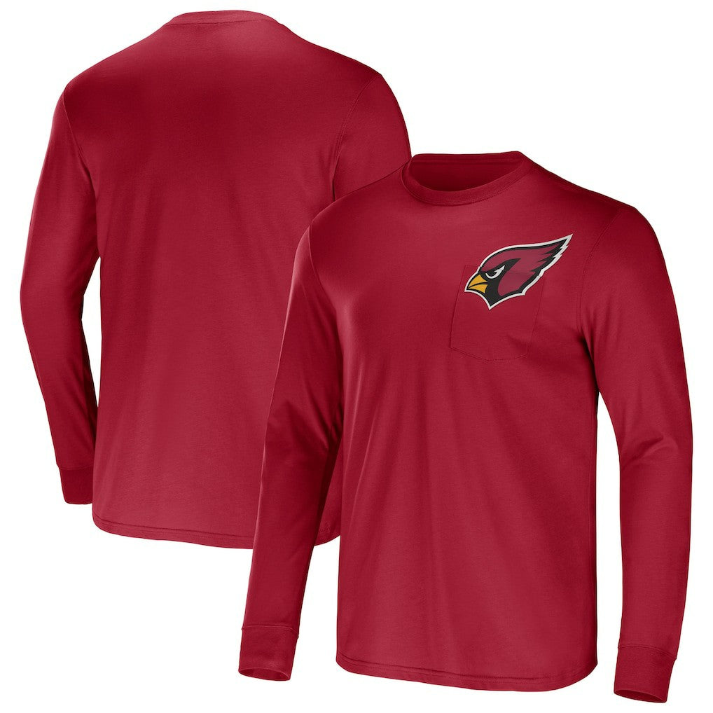 Arizona Cardinals NFL x Darius Rucker Collection Team Long Sleeve Pocket T-Shirt - Cardinal T-shirts