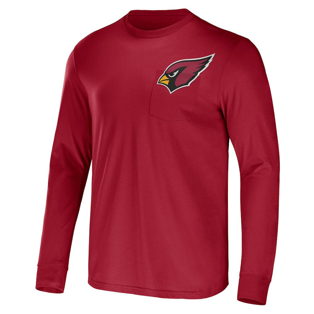 Arizona Cardinals NFL x Darius Rucker Collection Team Long Sleeve Pocket T-Shirt - Cardinal T-shirts