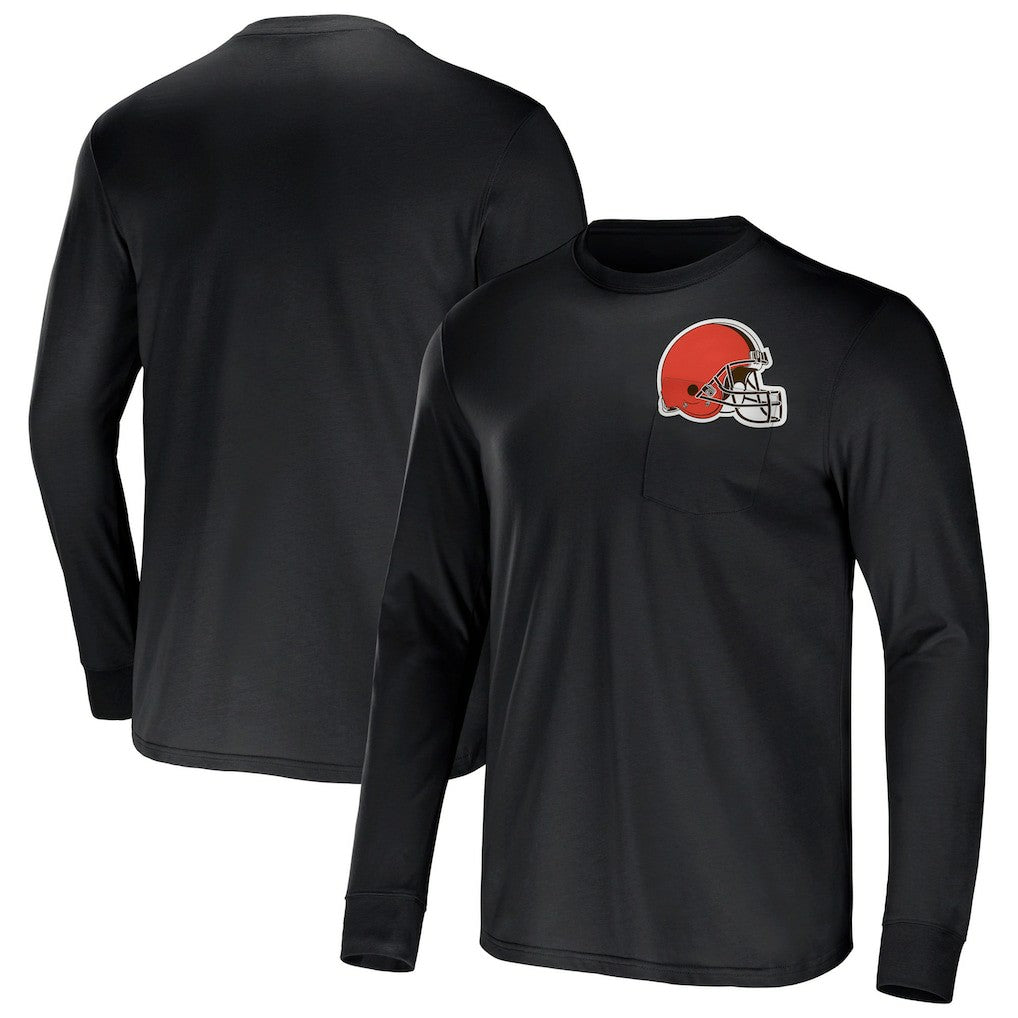 Cleveland Browns NFL x Darius Rucker Collection Team Long Sleeve Pocket T-Shirt - Brown T-shirts