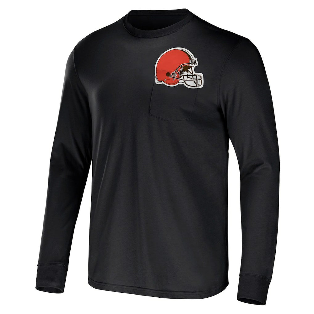 Cleveland Browns NFL x Darius Rucker Collection Team Long Sleeve Pocket T-Shirt - Brown T-shirts