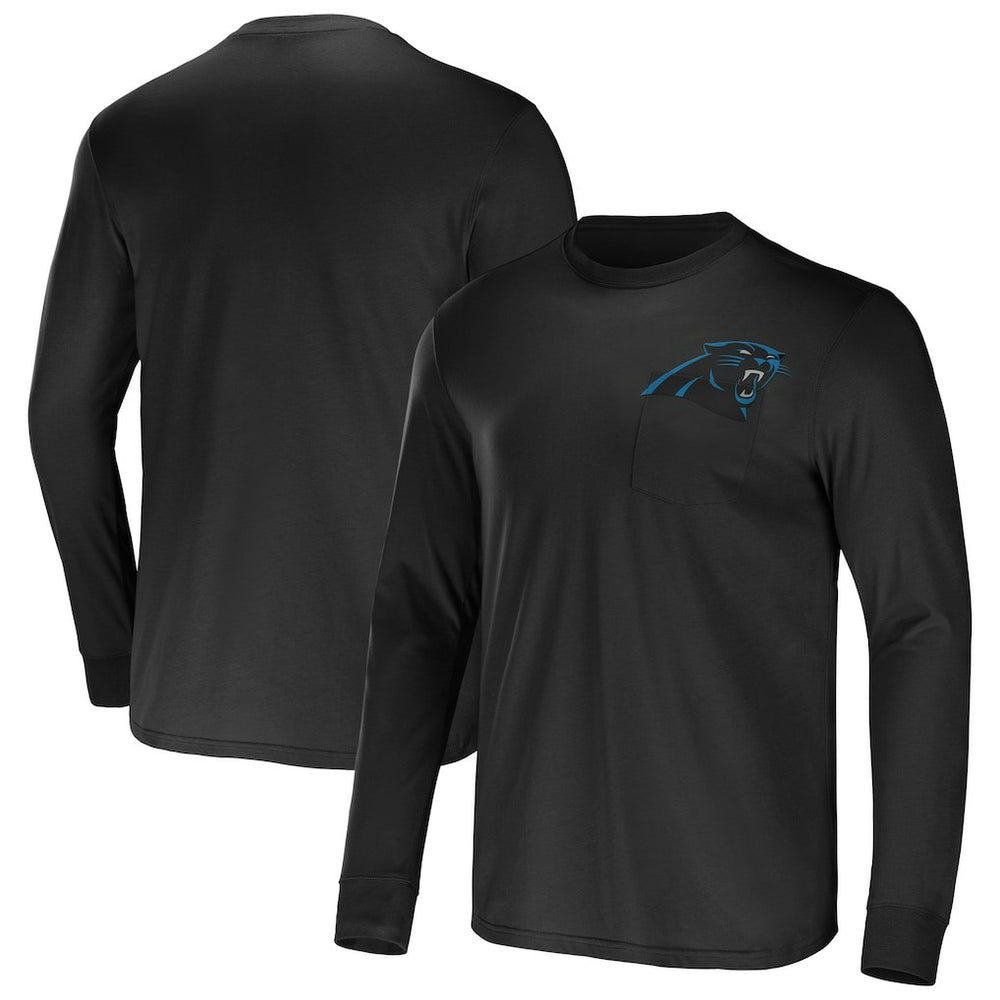 Carolina Panthers NFL x Darius Rucker Collection Team Long Sleeve Pocket T-Shirt - Black T-shirts