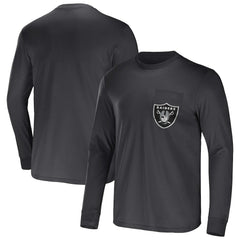 Las Vegas Raiders NFL x Darius Rucker Collection Team Long Sleeve Pocket T-Shirt - Charcoal T-shirts
