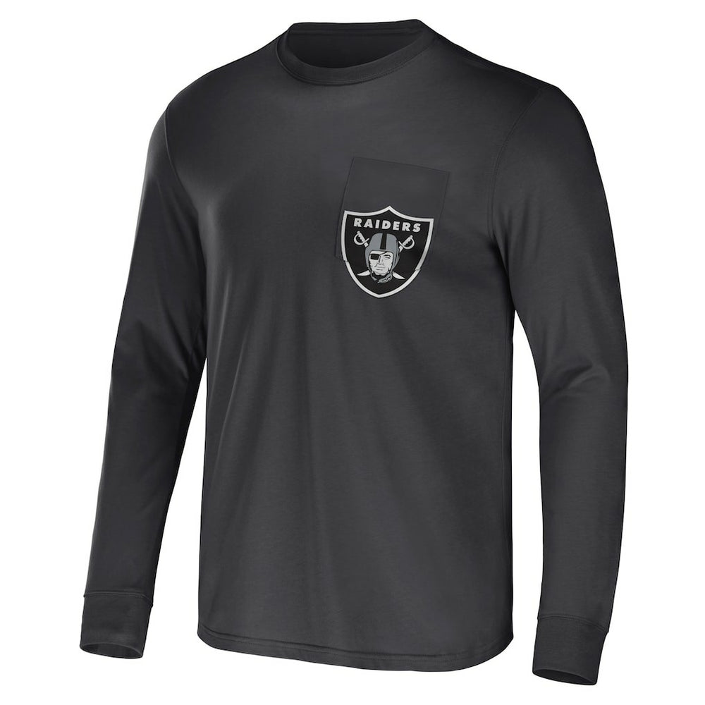 Las Vegas Raiders NFL x Darius Rucker Collection Team Long Sleeve Pocket T-Shirt - Charcoal T-shirts