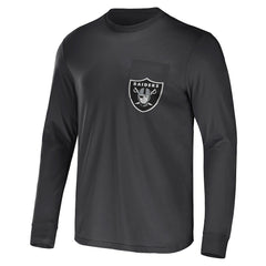 Las Vegas Raiders NFL x Darius Rucker Collection Team Long Sleeve Pocket T-Shirt - Charcoal T-shirts
