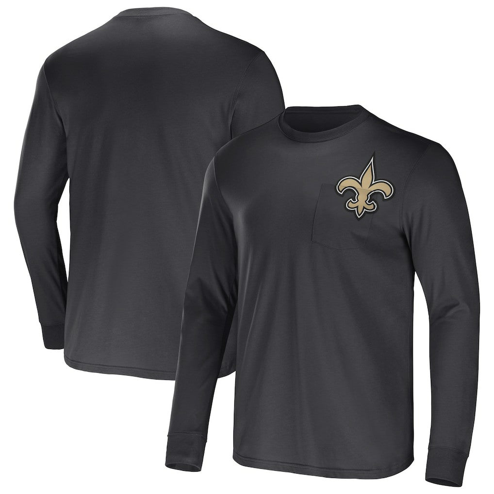 New Orleans Saints NFL x Darius Rucker Collection Team Long Sleeve Pocket T-Shirt - Black T-shirts