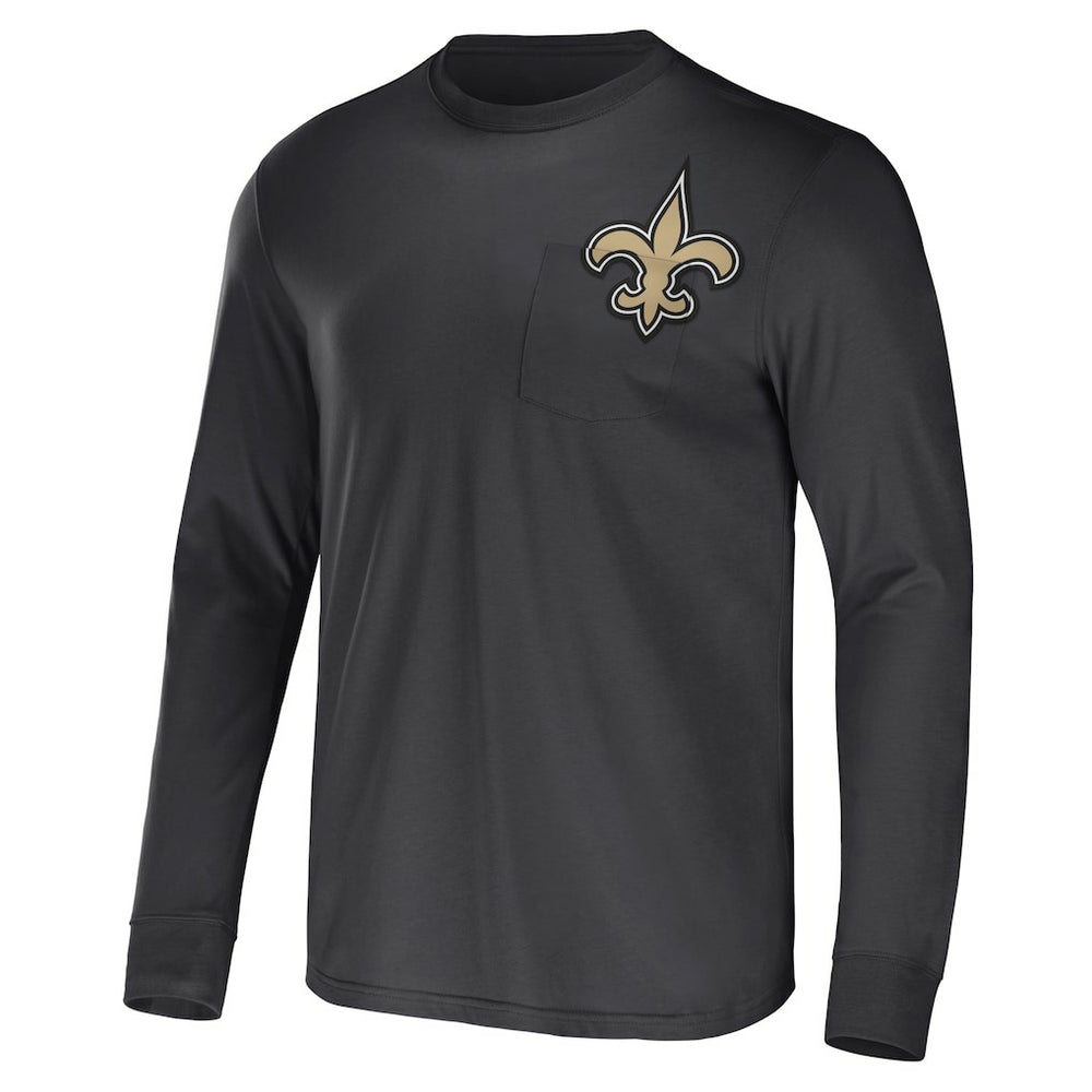 New Orleans Saints NFL x Darius Rucker Collection Team Long Sleeve Pocket T-Shirt - Black T-shirts