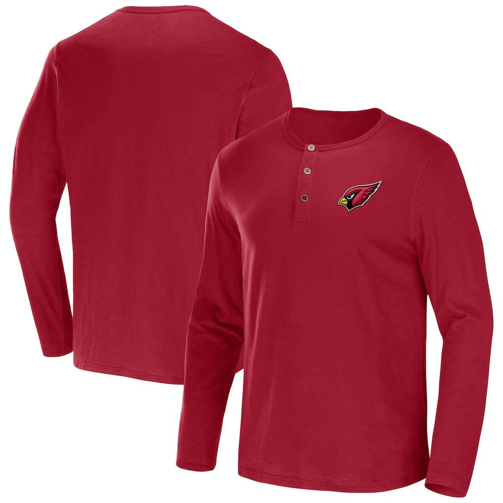 Arizona Cardinals NFL x Darius Rucker Collection Slub Jersey Henley Long Sleeve T-Shirt - Cardinal T-shirts