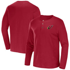 Arizona Cardinals NFL x Darius Rucker Collection Slub Jersey Henley Long Sleeve T-Shirt - Cardinal T-shirts