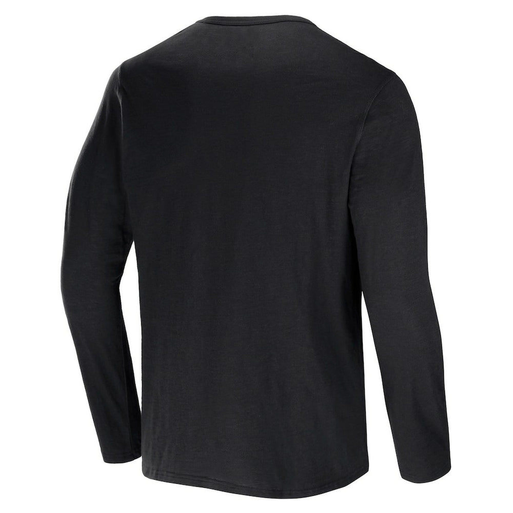 Cleveland Browns NFL x Darius Rucker Collection Slub Jersey Henley Long Sleeve T-Shirt - Black T-shirts