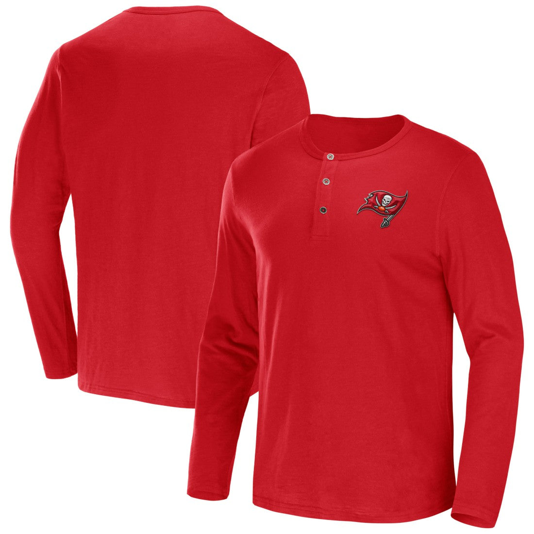 Tampa Bay Buccaneers NFL x Darius Rucker Collection Slub Jersey Henley Long Sleeve T-Shirt - Red T-shirts