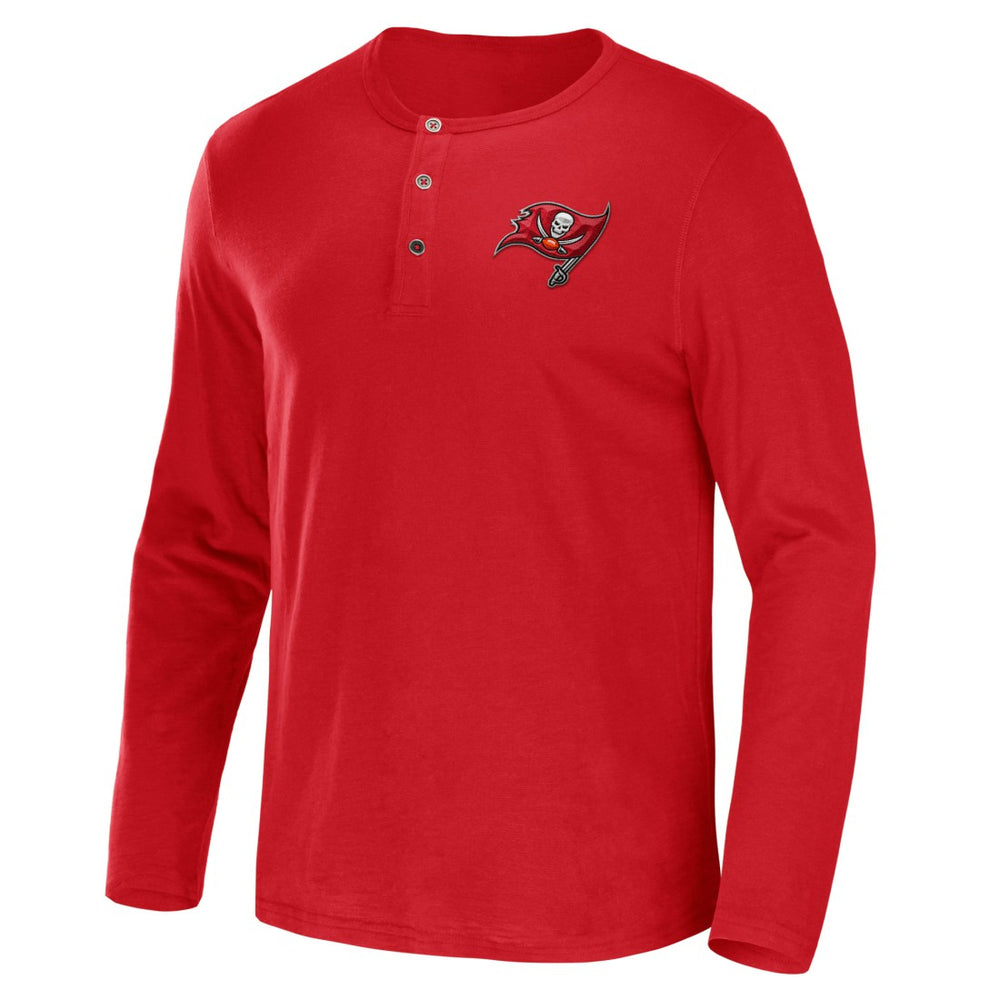 Tampa Bay Buccaneers NFL x Darius Rucker Collection Slub Jersey Henley Long Sleeve T-Shirt - Red T-shirts