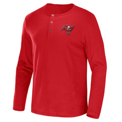 Tampa Bay Buccaneers NFL x Darius Rucker Collection Slub Jersey Henley Long Sleeve T-Shirt - Red T-shirts