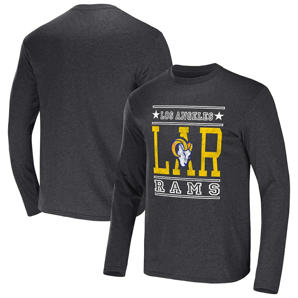 Los Angeles Rams NFL x Darius Rucker Collection Long Sleeve T-Shirt - Heathered Charcoal T-shirts
