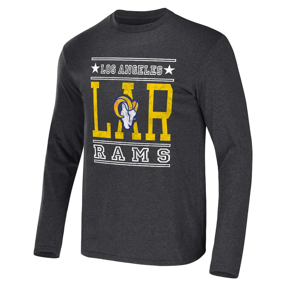 Los Angeles Rams NFL x Darius Rucker Collection Long Sleeve T-Shirt - Heathered Charcoal T-shirts