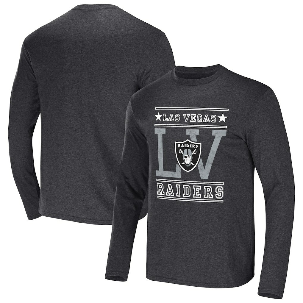 Las Vegas Raiders NFL x Darius Rucker Collection Long Sleeve T-Shirt - Heathered Charcoal T-shirts