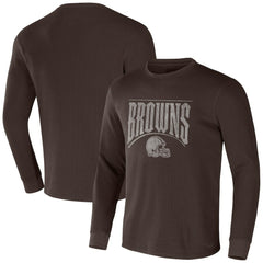 Cleveland Browns NFL x Darius Rucker Collection Long Sleeve Thermal T-Shirt - Brown T-shirts