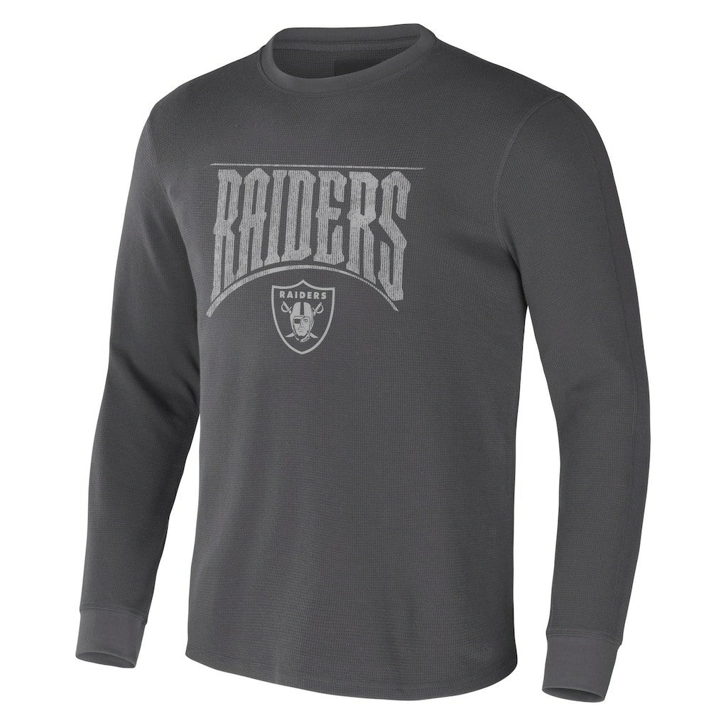 Las Vegas Raiders NFL x Darius Rucker Collection Long Sleeve Thermal T-Shirt - Charcoal T-shirts