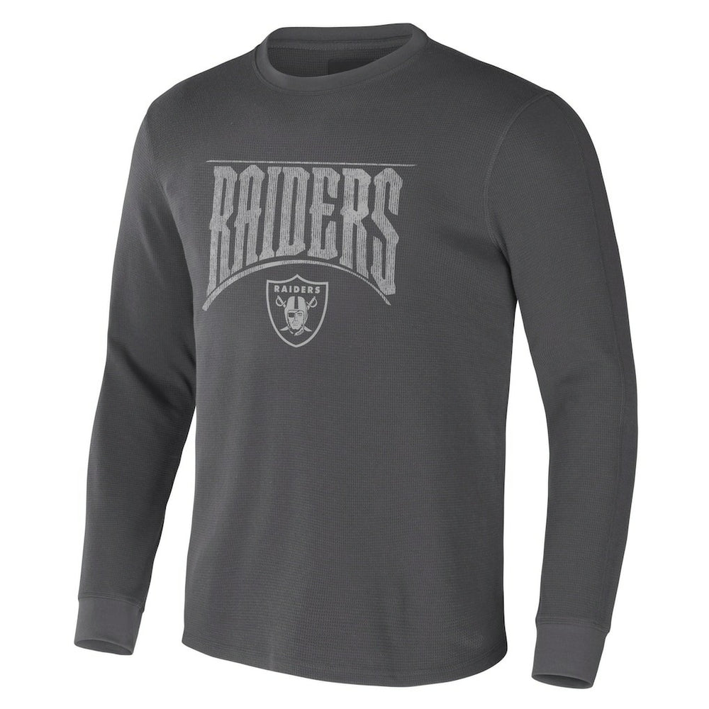 Las Vegas Raiders NFL x Darius Rucker Collection Long Sleeve Thermal T-Shirt - Charcoal T-shirts
